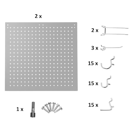 National Public Seating NPS Set of 2 Peg Boards and 50 Hooks for 24" Wide HDT8 and SLT8 Tables PEG24-8